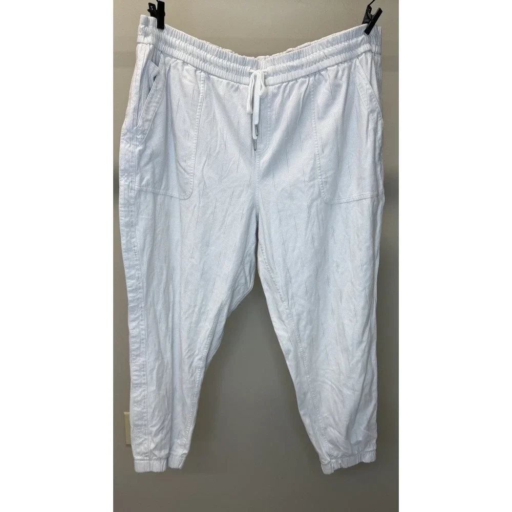 ATHLETA Jogger Pant Womens Sz 24 Printed Farallon Gray White Active Travel